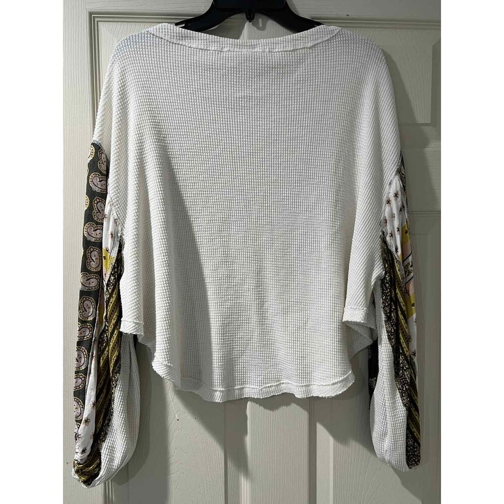 Free People Womens XS Blossom Thermal Top Waffle Knit White Oversized A003309 - Picture 4 of 10